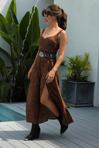 Let's Meet Up Dress: Rust/Black Leopard