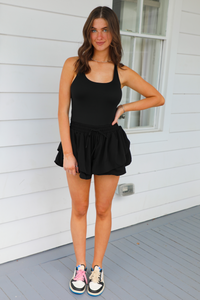 Now Or Never Romper: Black