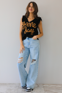 Game Day Blouse: Black/Gold