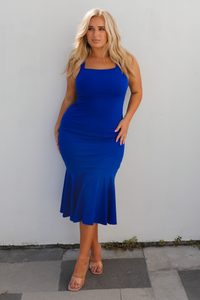 Spring Wedding Midi Dress: Royal Blue