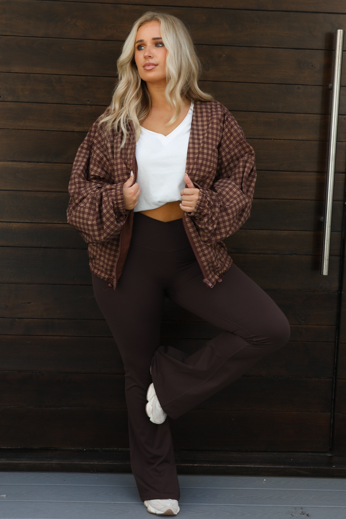 Rainy Days Zip-Up Jacket: Brown/Plaid