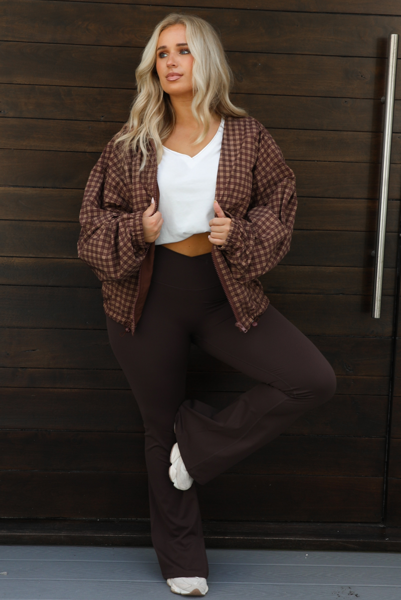 Rainy Days Zip-Up Jacket: Brown/Plaid