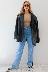 Oversized Boyfriend Blazer Jacket: Black