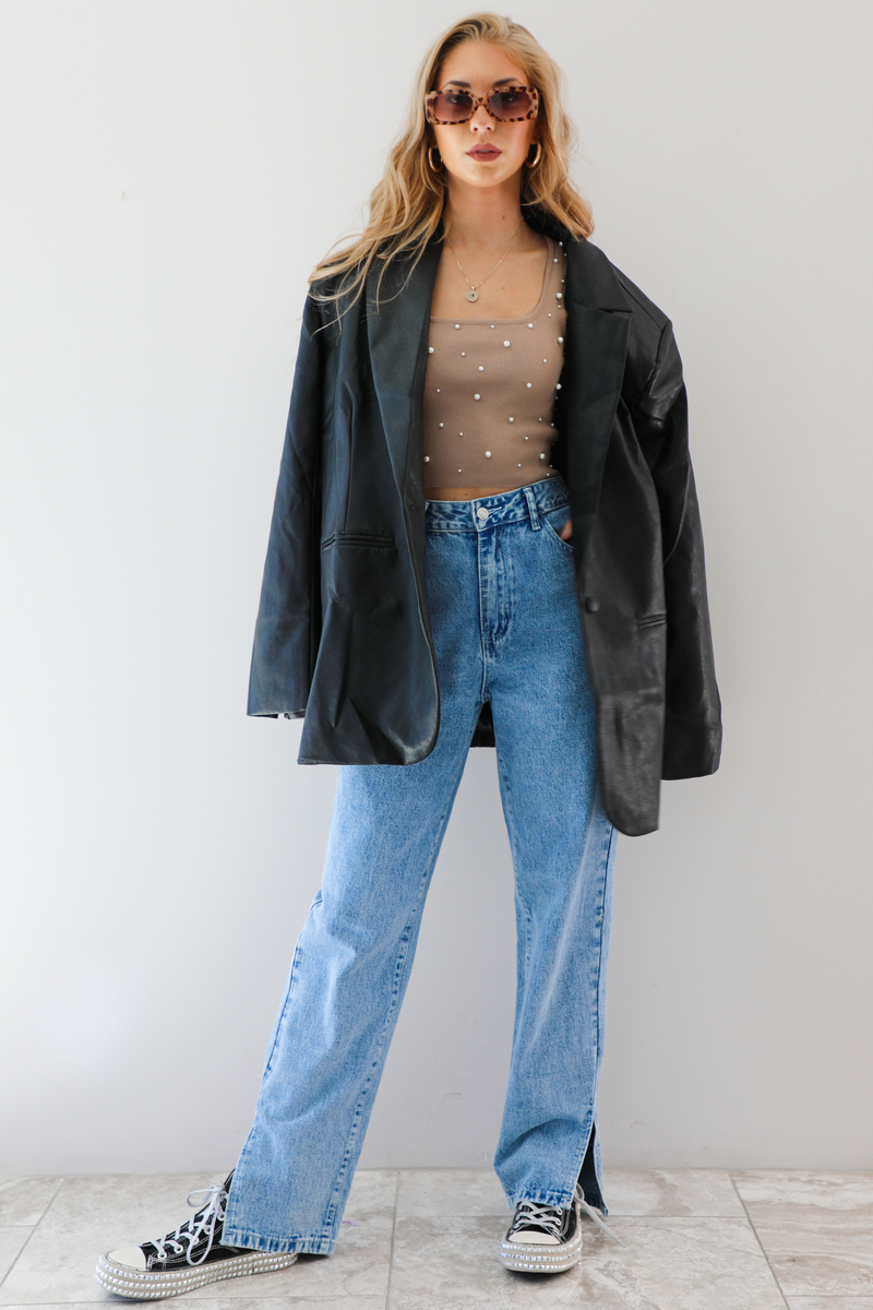 Oversized Boyfriend Blazer Jacket: Black