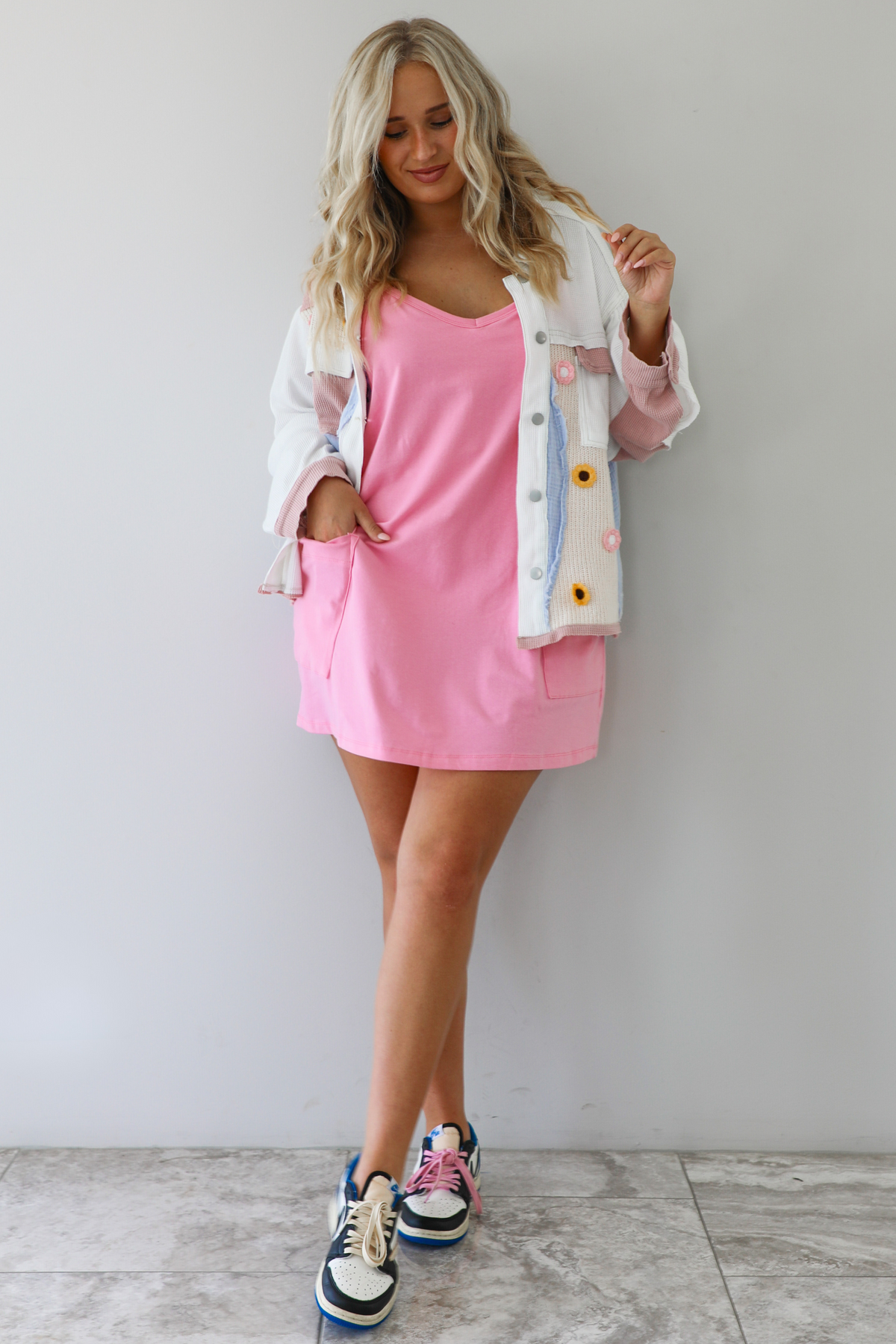 The Patchwork Shacket: Ivory/Multi
