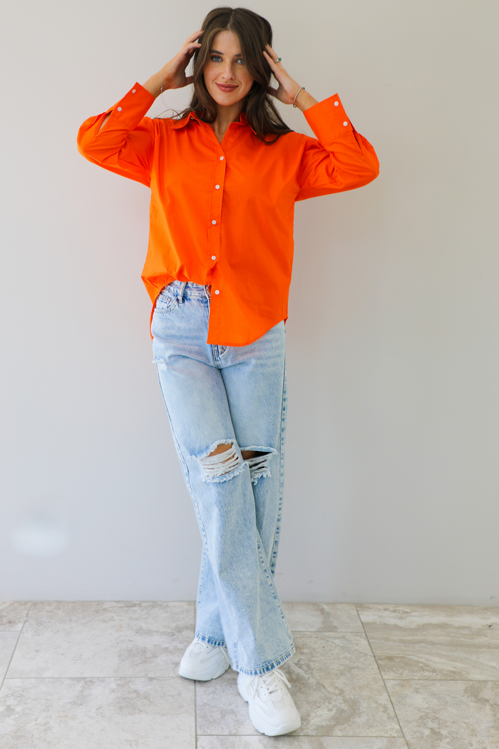 Searching For Fun Button-Down: Orange
