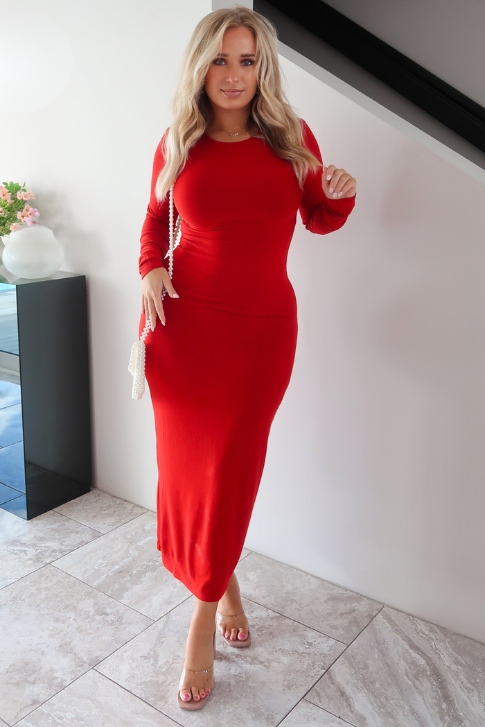 Dance The Night Away Maxi Dress: Red