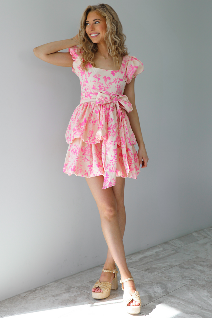RESTOCK: Pure Excitement Dress: Cream/Pink
