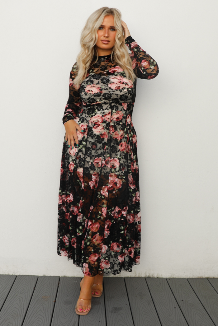 All For You Maxi Dress: Black/Multi
