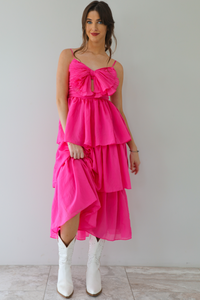 Snap Pictures Midi Dress: Fuchsia