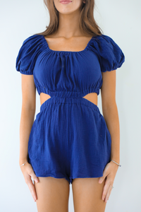 Falling In Style Romper: Navy