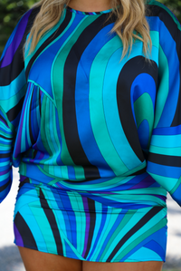 Too Real Mini Dress: Blue/Multi