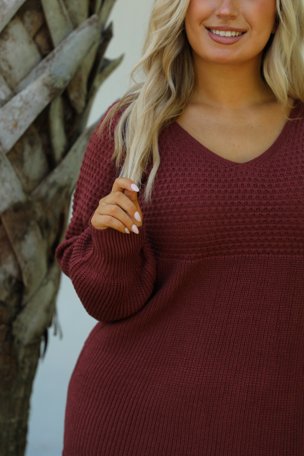 Effortlessly Yours Sweater Dress: Burgundy