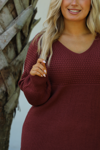 Effortlessly Yours Sweater Dress: Burgundy