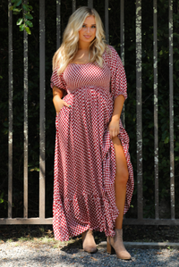 Anything You Can Maxi Dress: Red/White