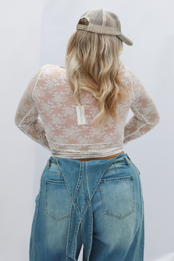Sheer Lace Top: Ivory