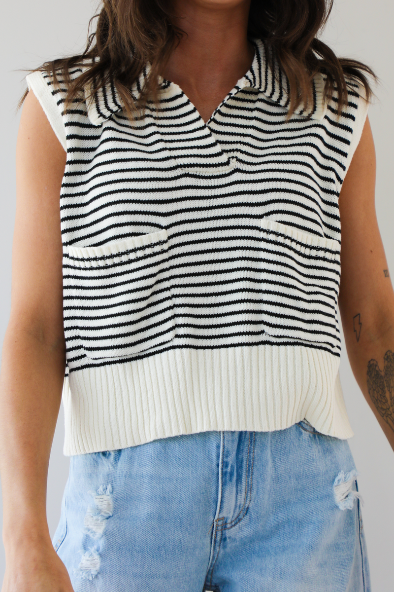 PRE-ORDER: Rewear Sweater Vest: Ivory/Black