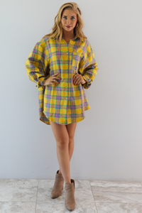 Oversized Boyfriend Flannel: Yellow/Multi