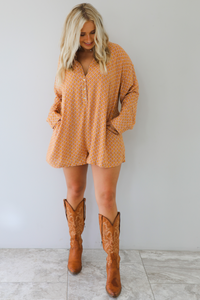 The Only Way Romper: Orange/Multi