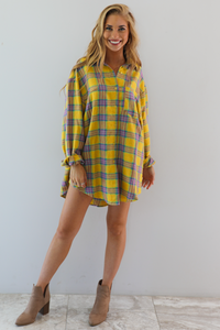 Oversized Boyfriend Flannel: Yellow/Multi