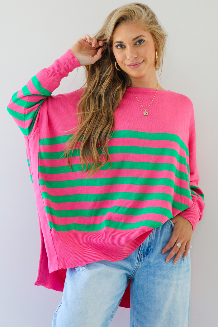 On The List Sweater: Pink/Green