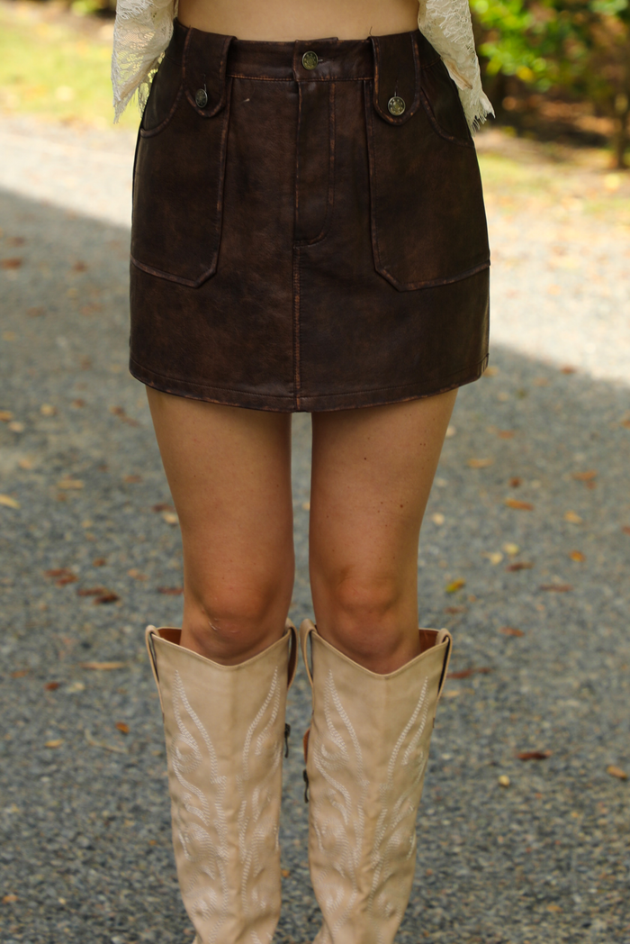 Walk Through Paris Skirt: Brown