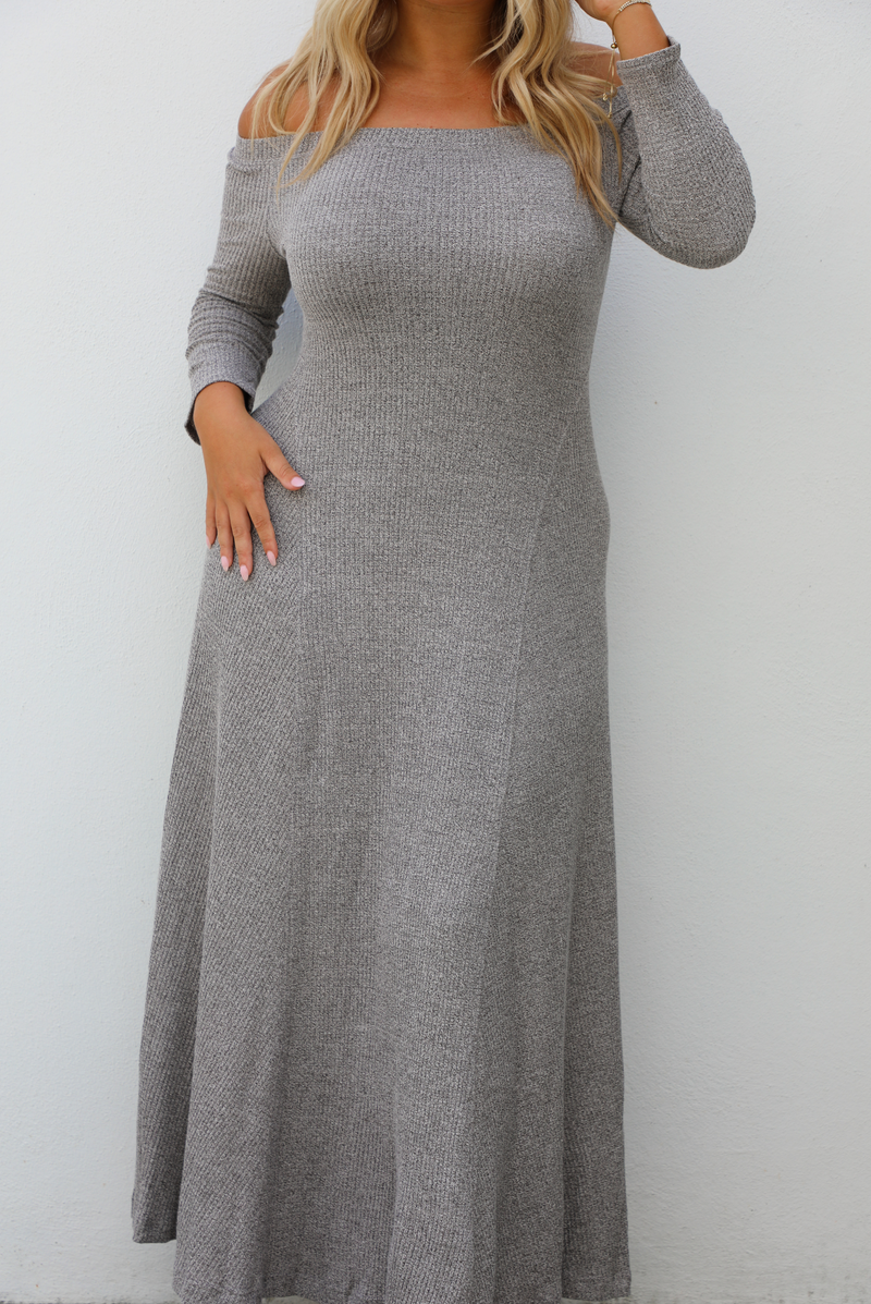 Ready For Fall Maxi Dress: Grey