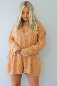 The Only Way Romper: Orange/Multi
