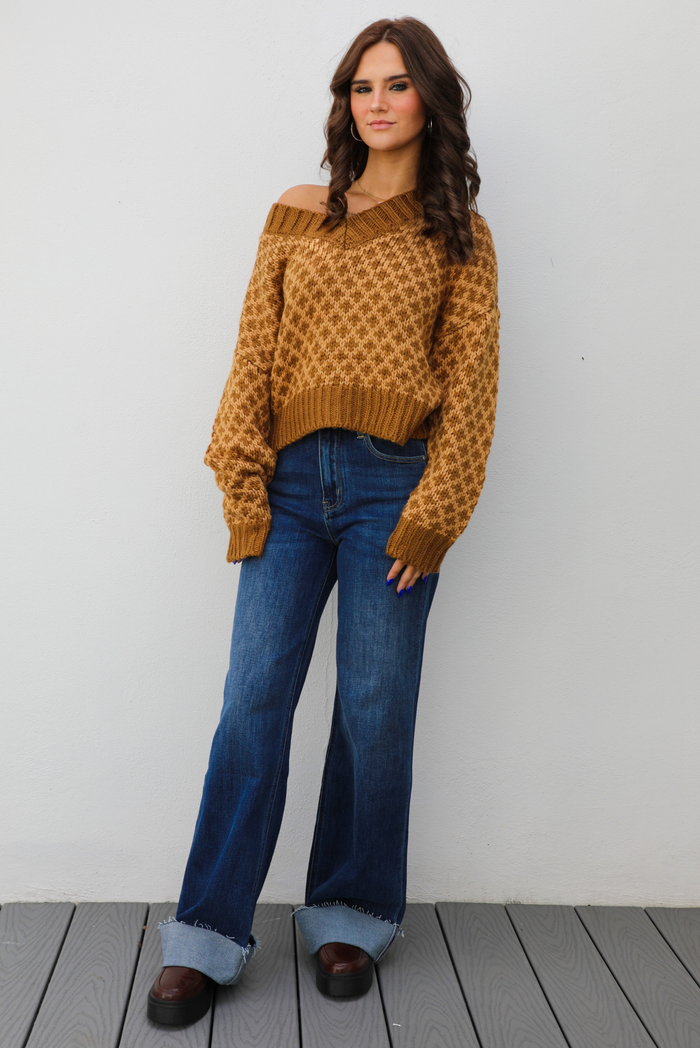 Here & There Sweater: Brown/Tan