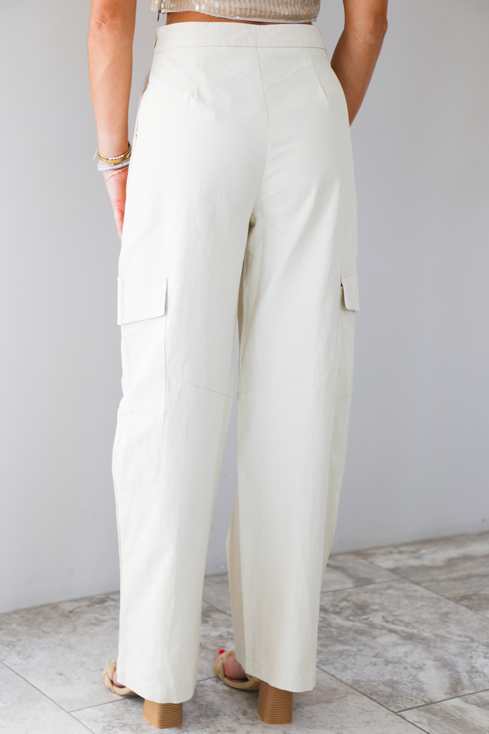 Feeling The Fun Laced Up Cargo Pants: Cream