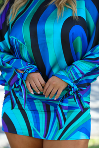 Too Real Mini Dress: Blue/Multi