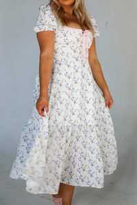 Maybe Yours Midi Dress: White/Multi Floral