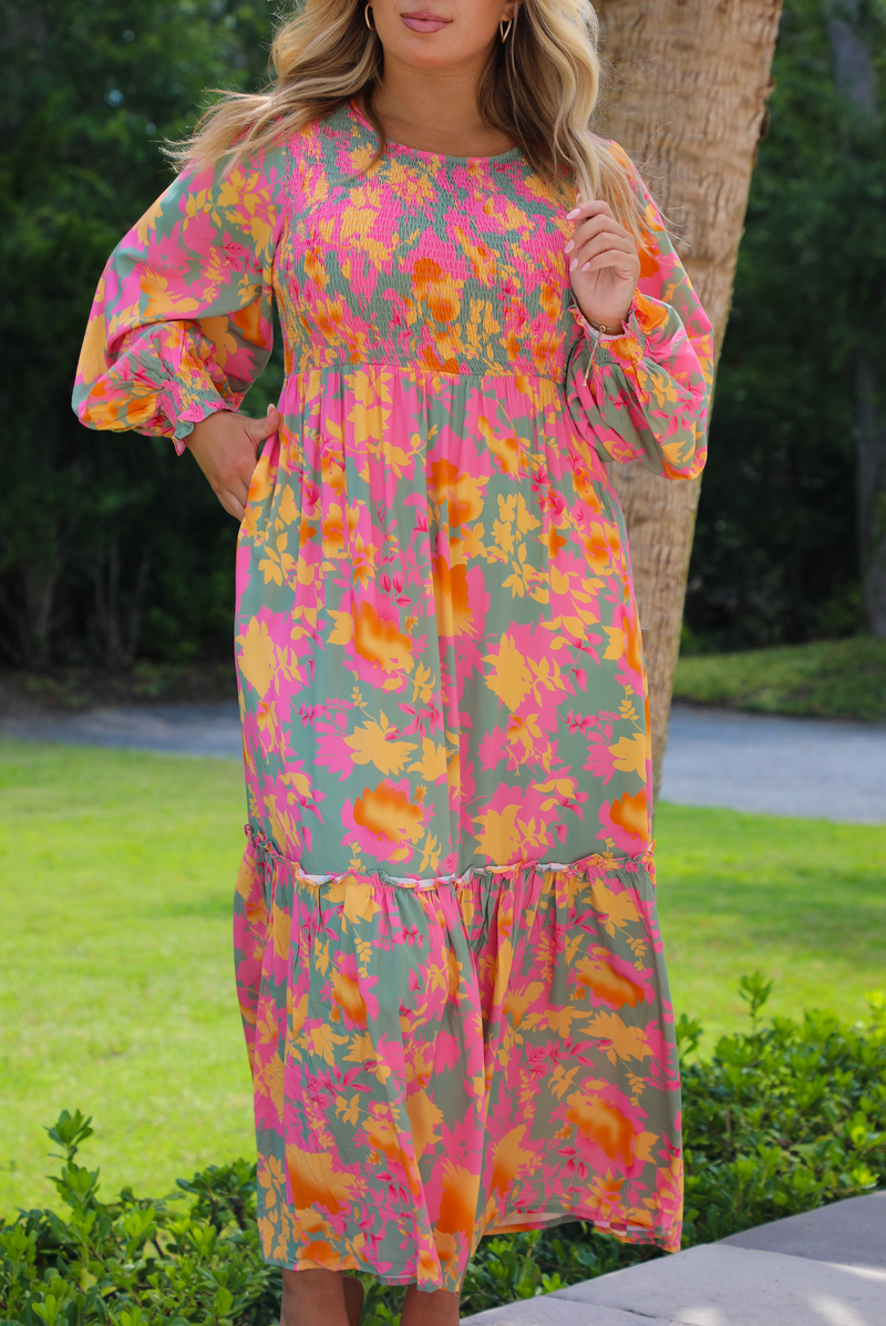 Find Me There Maxi Dress: Pink/Multi