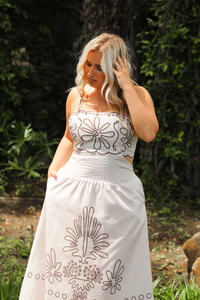 PRE-ORDER: Travel Around Maxi Dress: Ivory/Brown