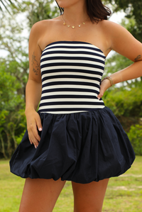 All Day Long Dress: Navy/White