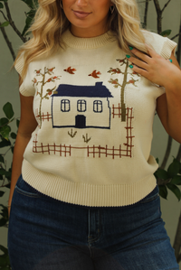Homebody Sweater Vest: Cream/Multi