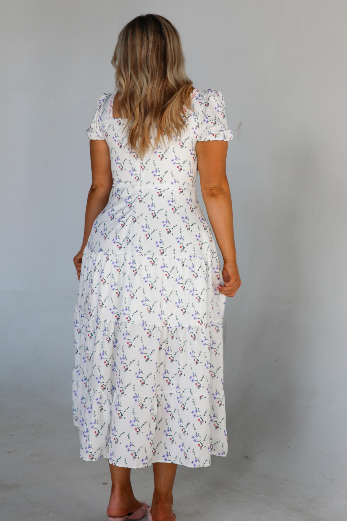 Maybe Yours Midi Dress: White/Multi Floral