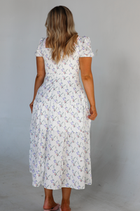 Maybe Yours Midi Dress: White/Multi Floral