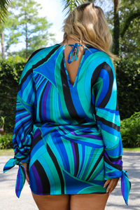 Too Real Mini Dress: Blue/Multi