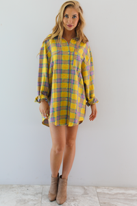 Oversized Boyfriend Flannel: Yellow/Multi
