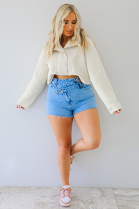 Take Me Back Cropped Sweater: Cream