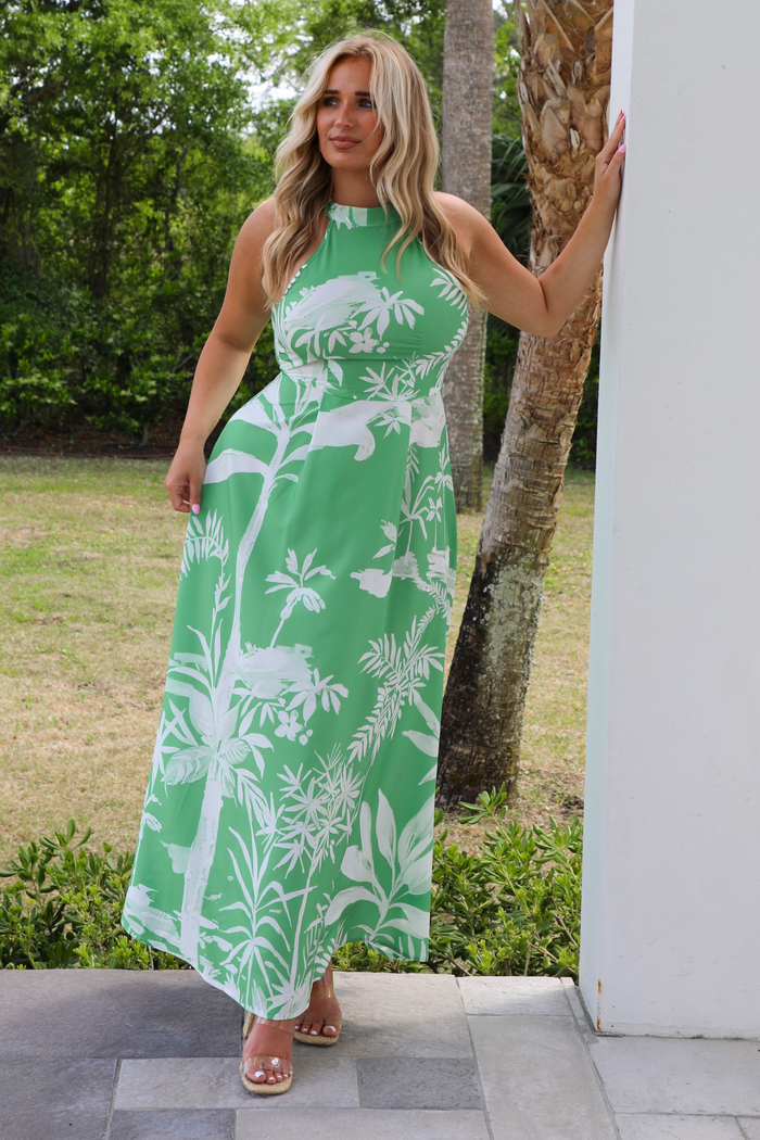 After All Maxi Dress: Green/White