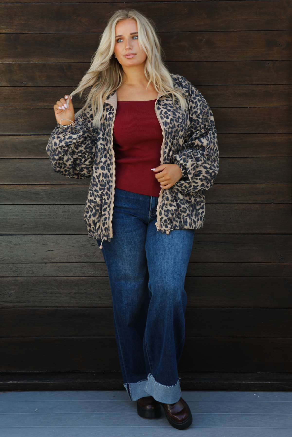 PRE-ORDER: Rainy Days Zip-Up Jacket: Leopard