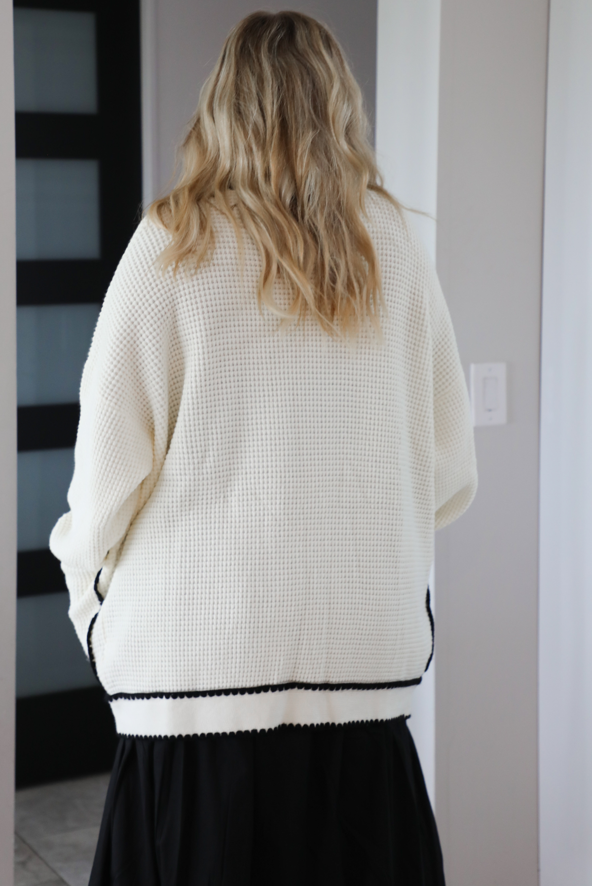 Just As Likely Cardigan: Cream/Black