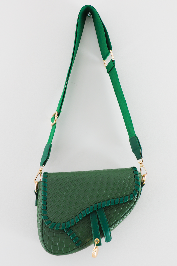 Woven Saddle Bag: Green