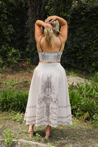 PRE-ORDER: Travel Around Maxi Dress: Ivory/Brown