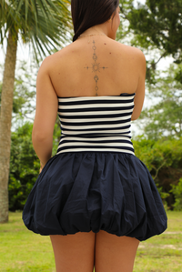 All Day Long Dress: Navy/White