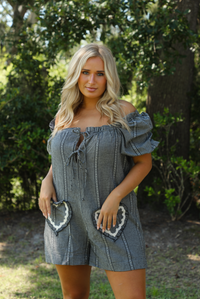 Crisp Air Romper: Black/White Gingham
