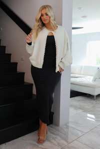 Draped In Pearls Cardigan: Ivory