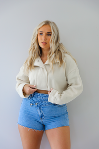 Take Me Back Cropped Sweater: Cream